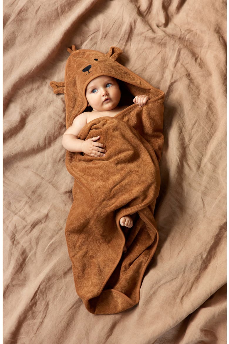 Bear Hooded Towel, Alternate, color, HAZELNUT