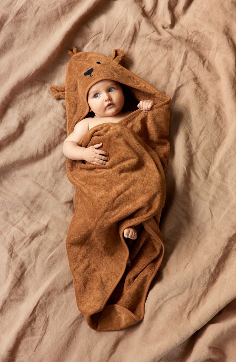NATURE BABY Bear Hooded Towel, Alternate, color, Hazelnut