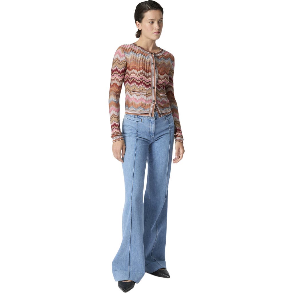 Missoni Flared Denim Trousers With Turn-up Hem And Center Crease In Blue