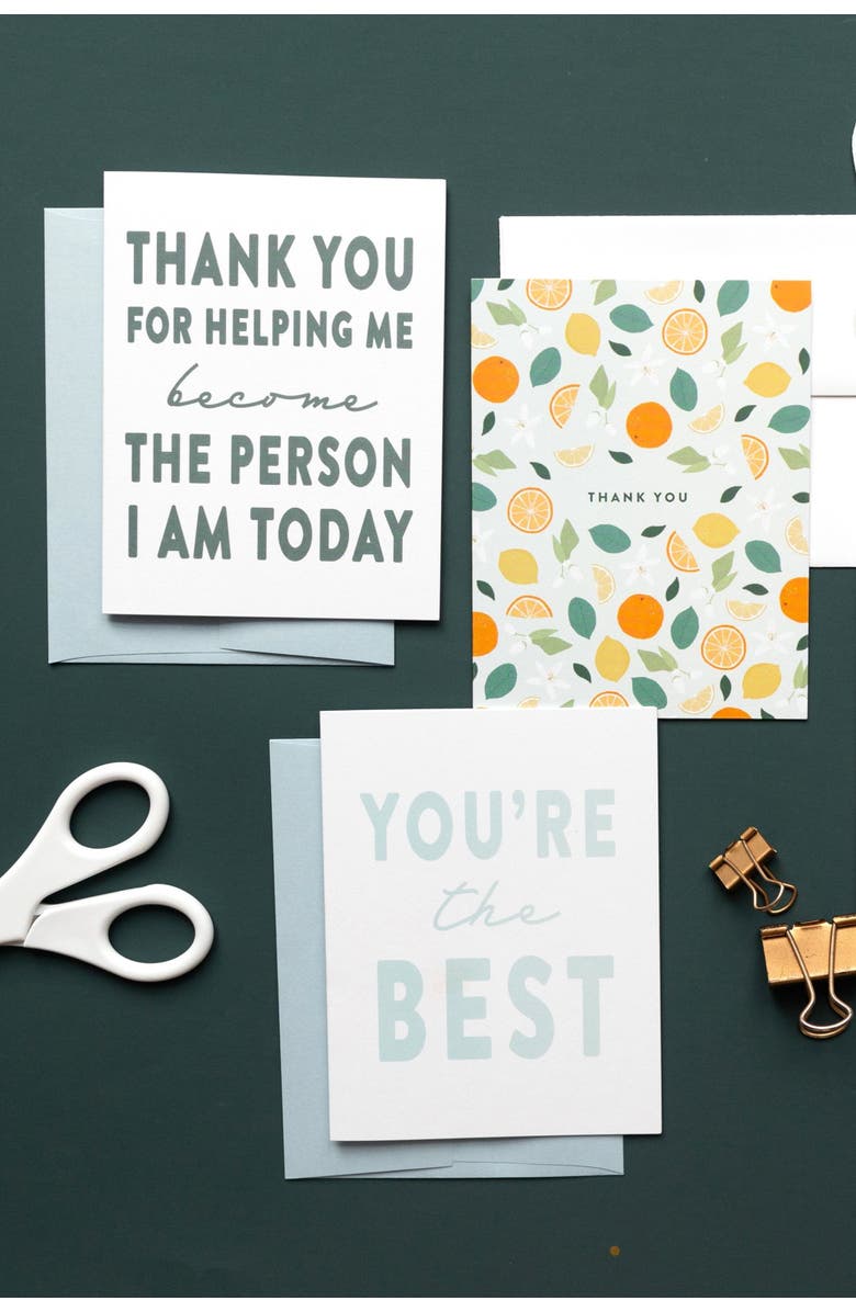 Joy Paper Co. Thank You for Helping Me Become the Person I am Today Greeting Card Set - Boxed Set of 8, Alternate, color, Soft Blue Envelope