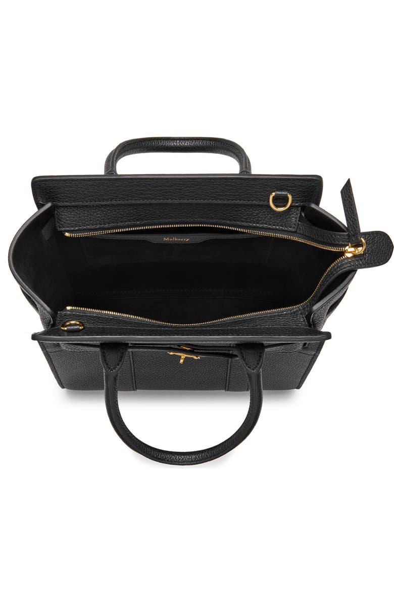 Mulberry Mini Zipped Bayswater Leather Tote, Alternate, color, A100 Black