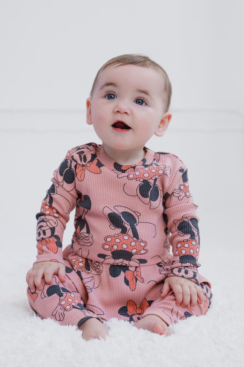 Minnie Mouse Ribbed Long Sleeve Tee and Pants Set, Alternate, color, Mellow Rose Minnie