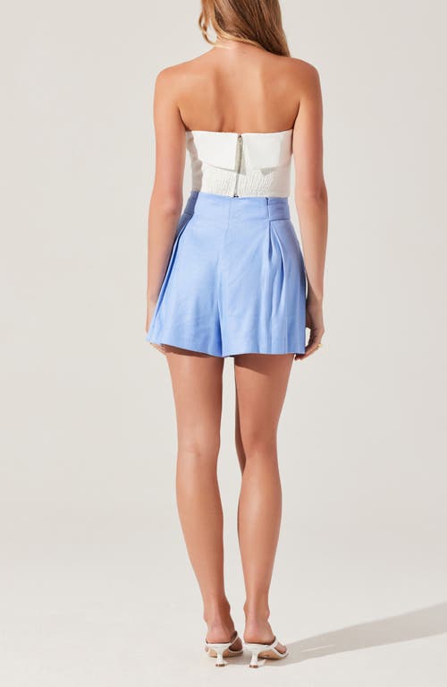 Astr The Label Ollie Linen Blend Shorts In Blue