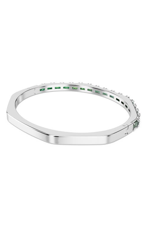 Swarovski Matrix Baguette Cut Crystal Bangle In Silver/green