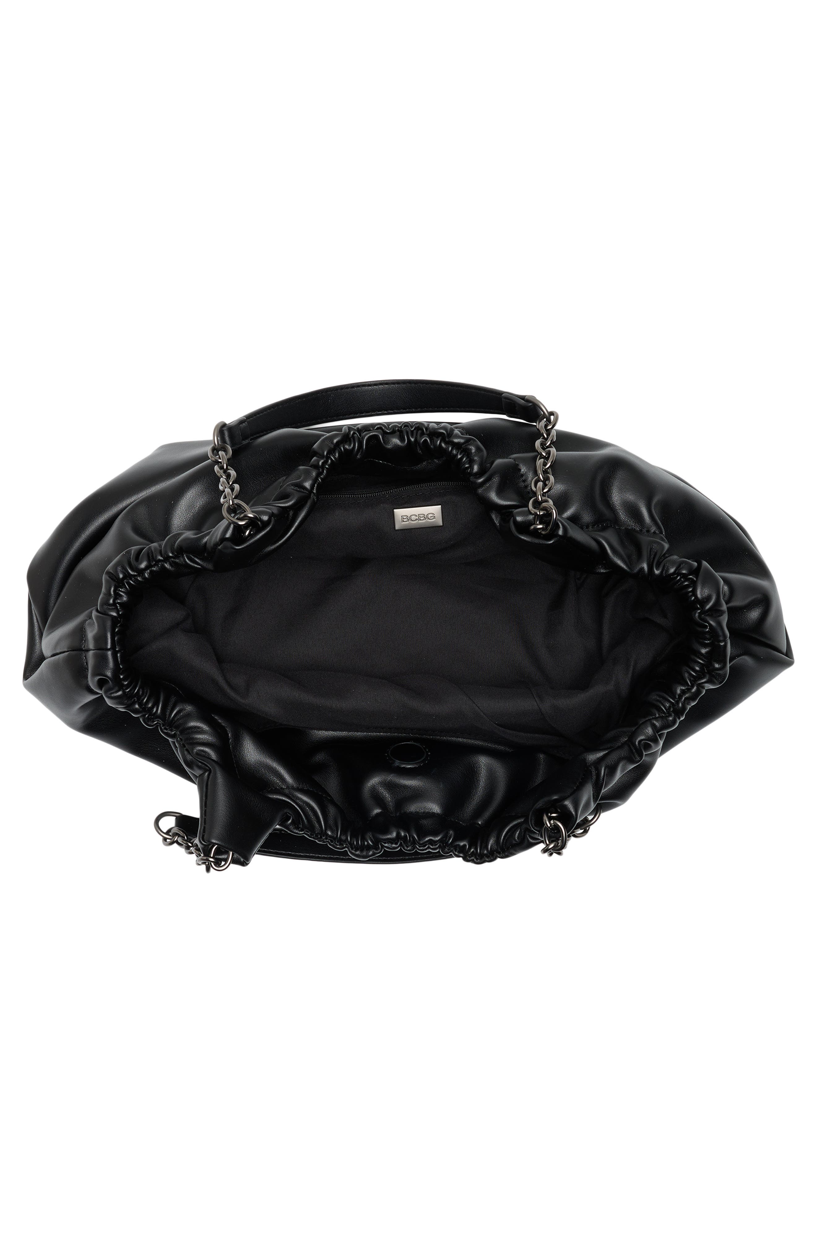 BCBG Chain Water Repellent Shoulder Bag, Alternate, color, Black