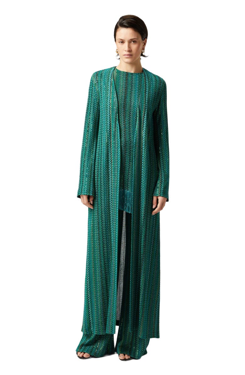 Missoni Long Zig Zag Cardigan With Sequins Without Buttons, Main, color, 