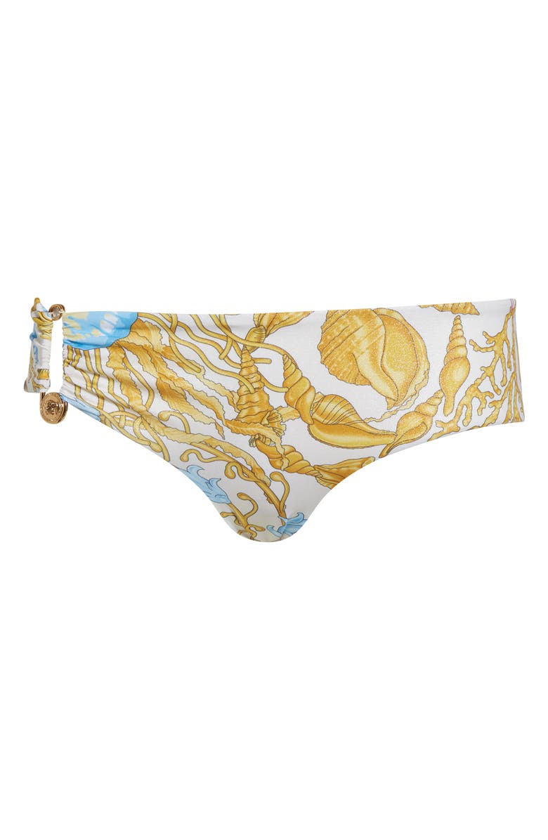 Versace Underwater Barocco Safety Pin Bikini Bottoms, Alternate, color, Eggshell Multicolor