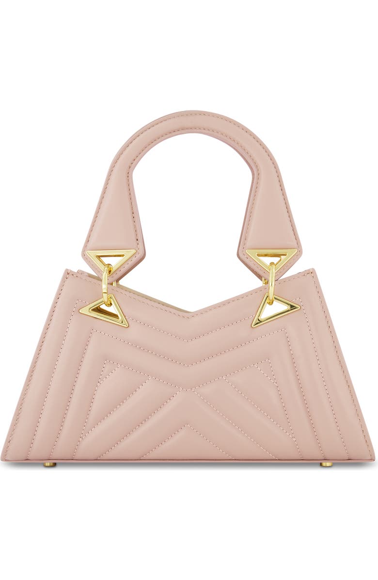 Mac Duggal Angular Quilted Napa Leather Handbag, Main, color, Rose