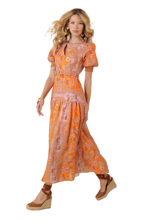 Hale Bob Blair Linen Maxi Dress In Orange