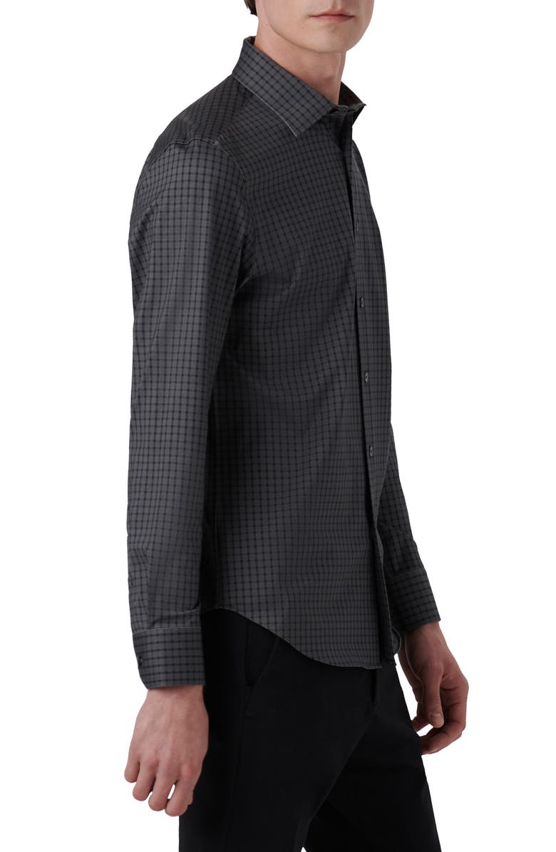 Bugatchi James OoohCotton<sup>®</sup> Check Print Button-Up Shirt, Alternate, color, Anthracite