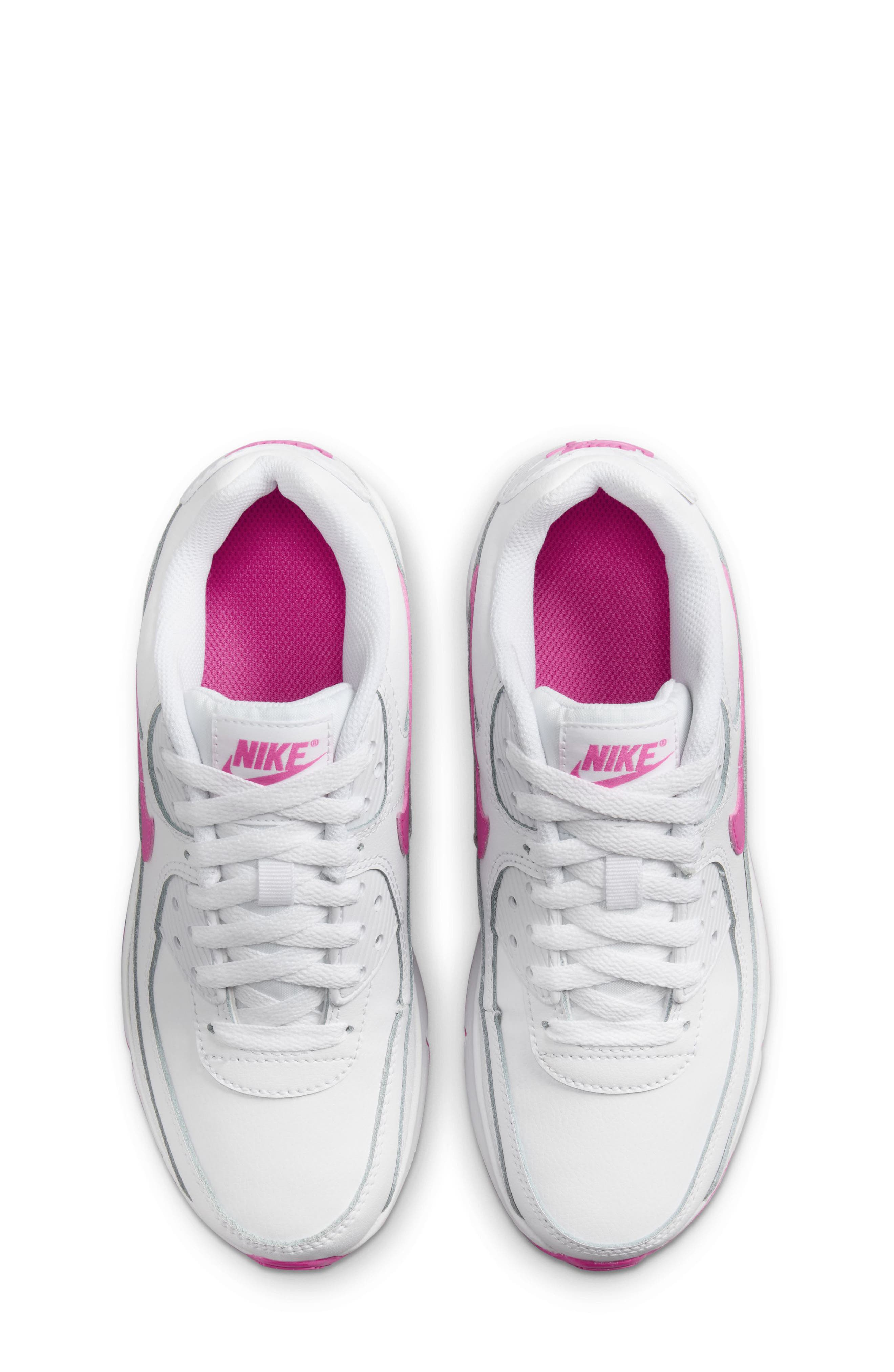Nike Air Max 90 Sneaker, Alternate, color, 101 White/Laser Fuchsia