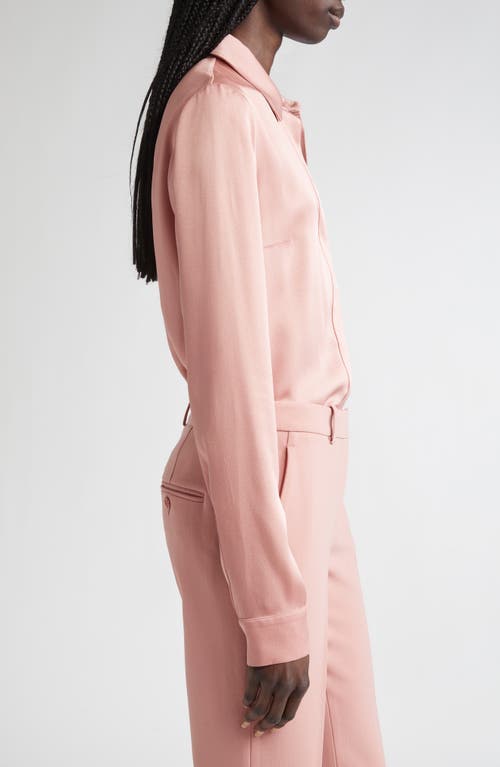 Michael Kors Collection Hansen Charmeuse Button-up Shirt In Pink
