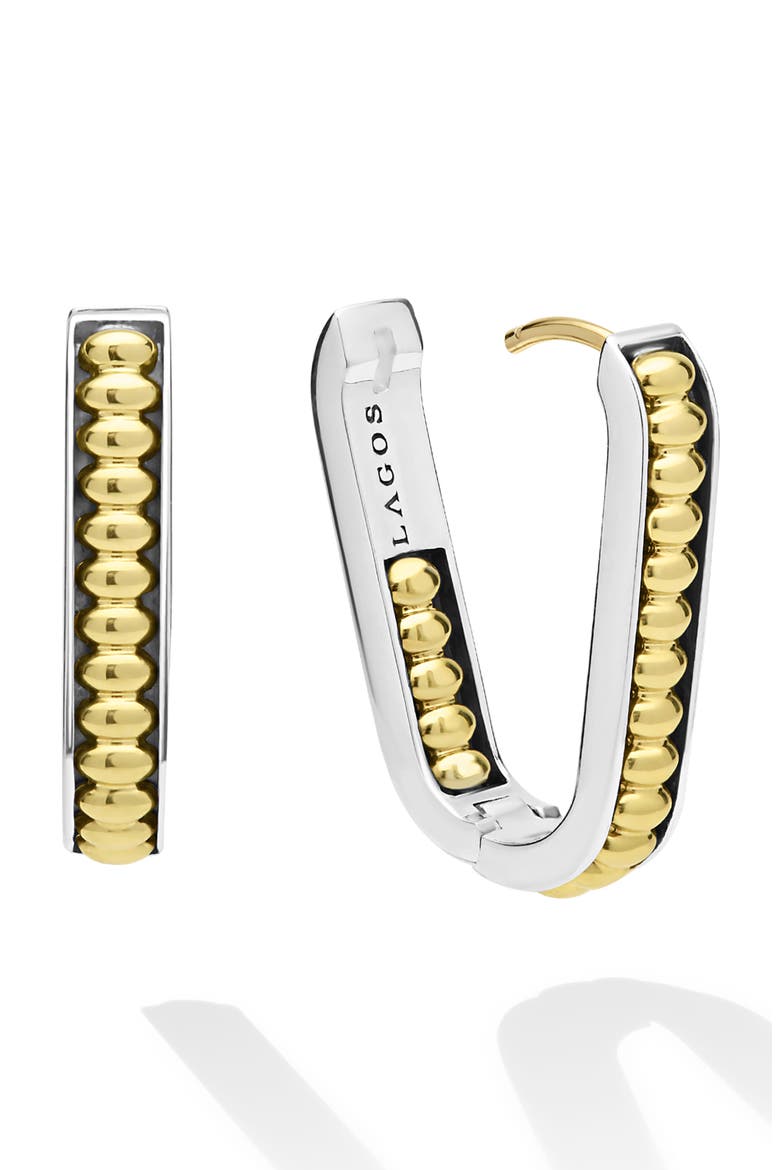 Two-Tone Linear Hoop Earrings, Alternate, color, TWO TONE