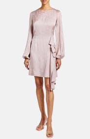 Santorelli Malia Long Sleeve Dress in Floral Print in Fluid Jacquard