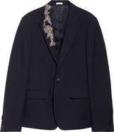 McQueen Crystal Embellished Peak Lapel Wool Sport Coat