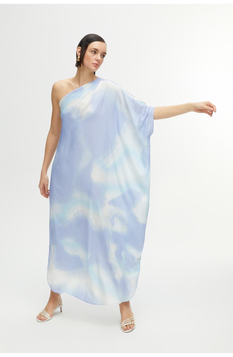 Nocturne One-Shoulder Cape Midi-Dress, Alternate, color,