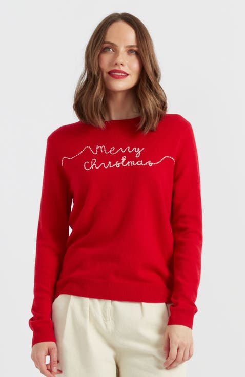 Wool-Cashmere Merry Christmas Sweater
