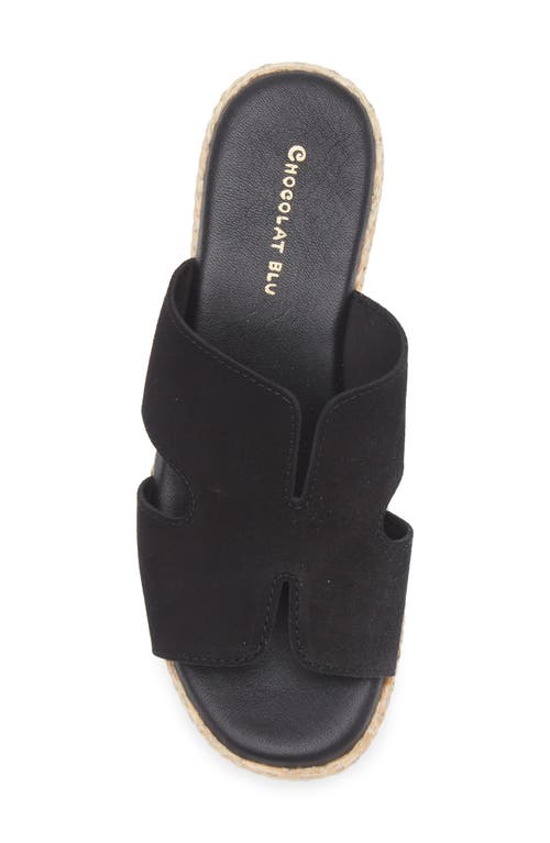 Chocolat Blu Jamie Platform Wedge Sandal In Black Suede