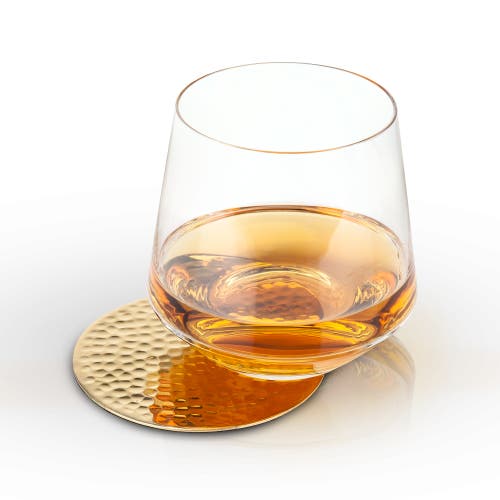 Viski Belmont Hammered Brass Coasters In Gold