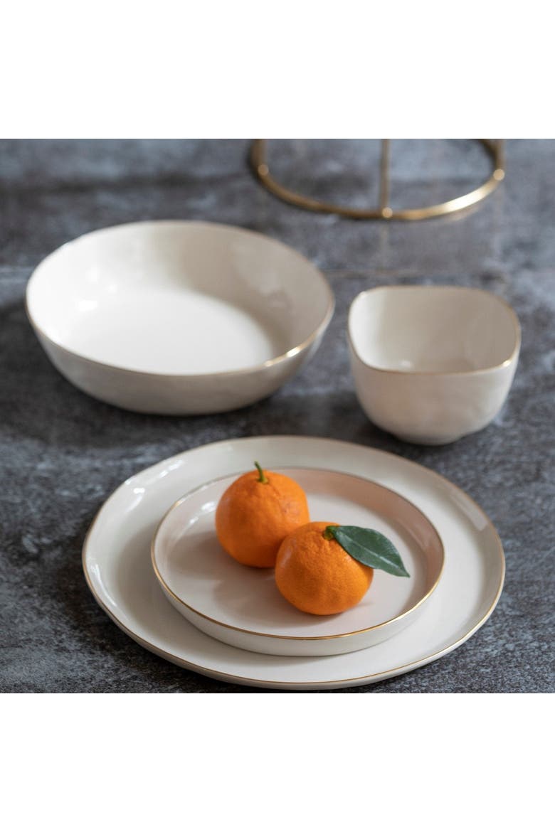 24k Gold Tam Stoneware Dinner Plate - Set of 4, Alternate, color, Pearl
