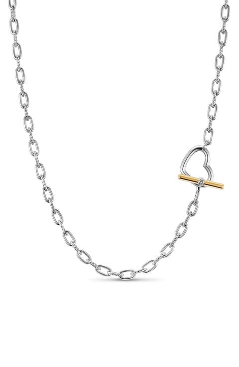 Madison® Heart Toggle Chain Necklace in Sterling Silver, 3mm