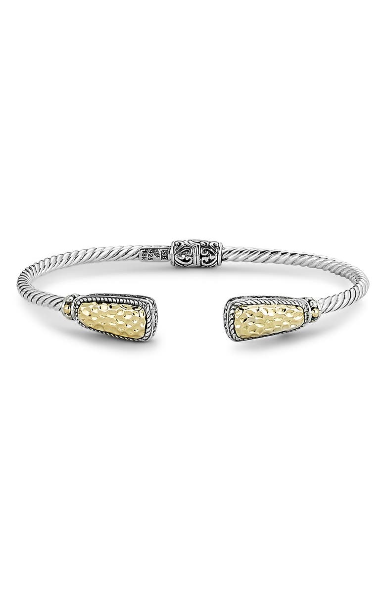 SAMUEL B. Sterling Silver & Hammered 18K Gold End Bangle, Main, color, Silver/ Gold