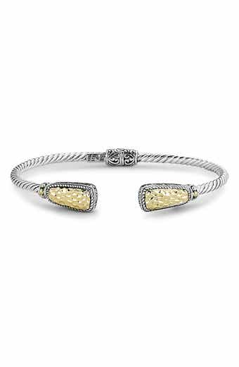 SAMUEL B. Sterling Silver & Hammered 18K Gold End Bangle