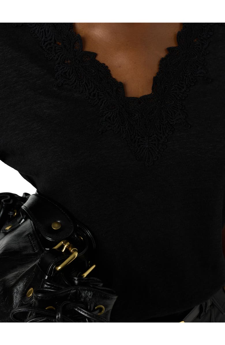 GERARD DAREL Maevanelle Embroidered V-Neck T-Shirt, Alternate, color, Black