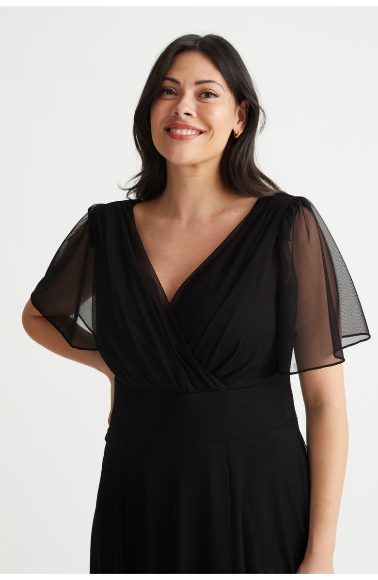 Scarlett & Jo Isabelle Solid Angel Sleeve Maxi Dress, Alternate, color, Solid Black