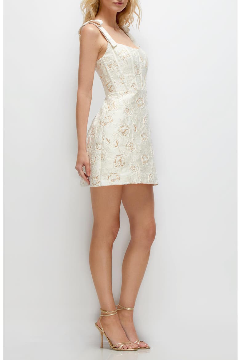 Metallic Rosette Jacquard Cocktail Minidress, Alternate, color, IVORY GOLD ROSETTE