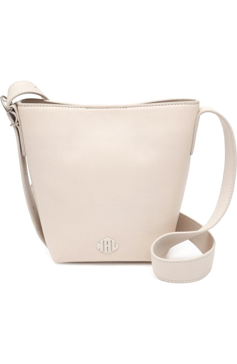 New Amsterdam Leatherworks Jayden Calfskin Leather Bucket Bag, Main, color, Ivory