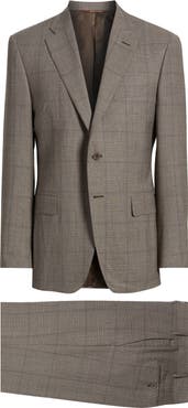 Canali Siena Regular Fit Brown Glen Plaid Impeccabile Wool Suit