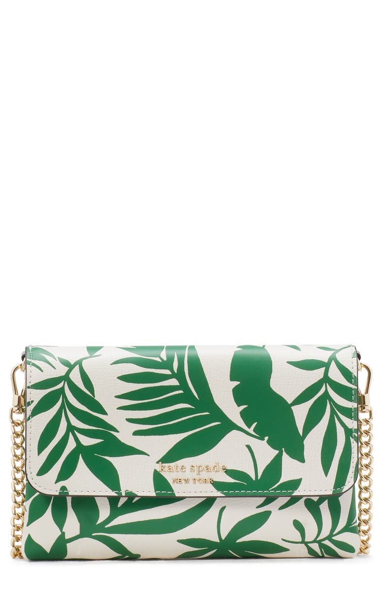 Kate Spade New York carlyle print leather wallet on a chain, Main, color, 
