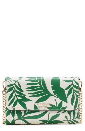 Kate Spade New York Carlyle Print Leather Wallet On A Chain In Watercress Multi