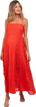 PinkBlush Crochet Lace Paneled Maxi Dress