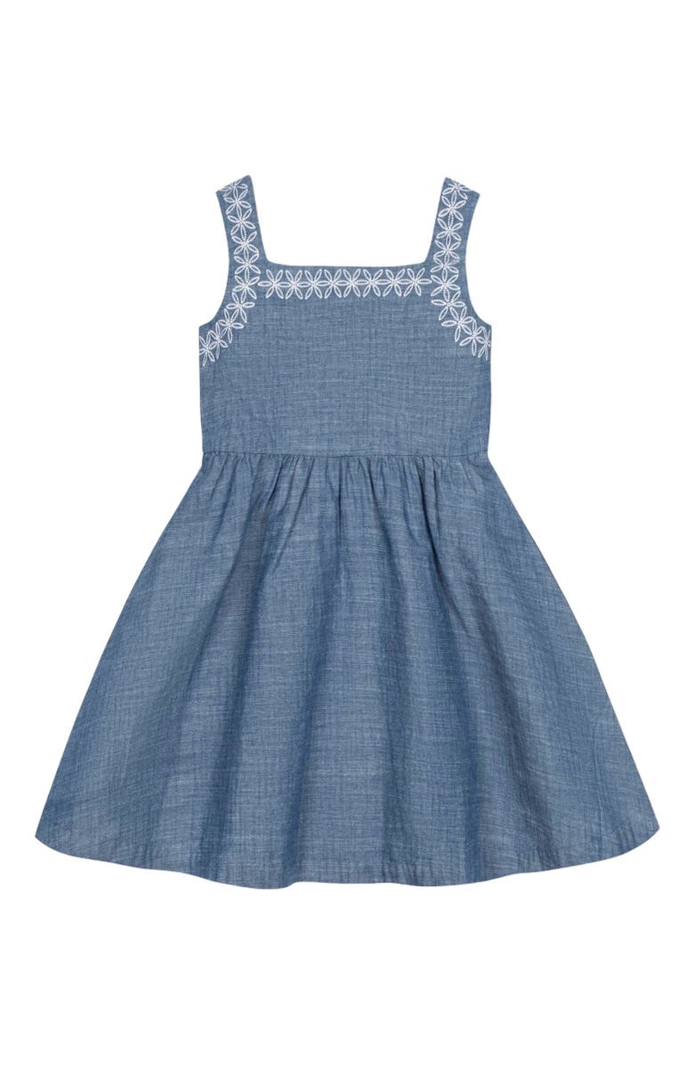 Hope & Henry Girls' Organic Chambray Sundress with Embroidery, Toddler, Main, color, 