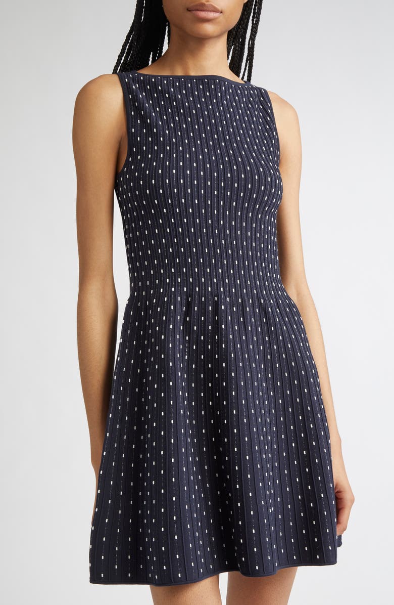 Emporio Armani Dot Sleeveless Fit & Flare Minidress, Alternate, color, Fancy Blue