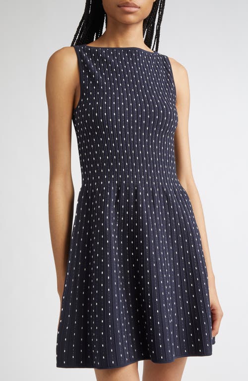 Emporio Armani Dot Sleeveless Fit & Flare Minidress In Blue