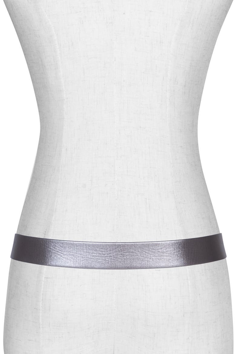 Metallic Leather Western Belt, Alternate, color, GUNMETAL