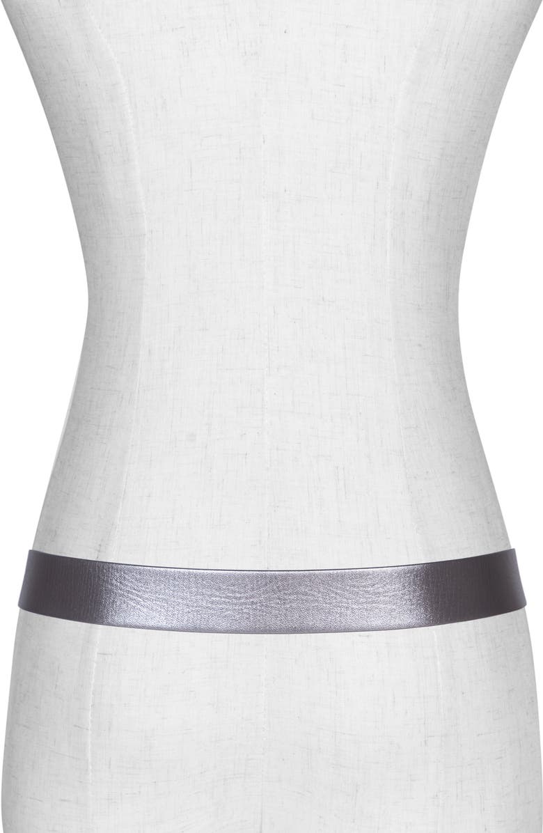 AllSaints Metallic Leather Western Belt, Alternate, color, Gunmetal