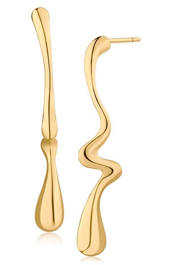 Jardin Abstract Wavy Drop Earrings In Gold