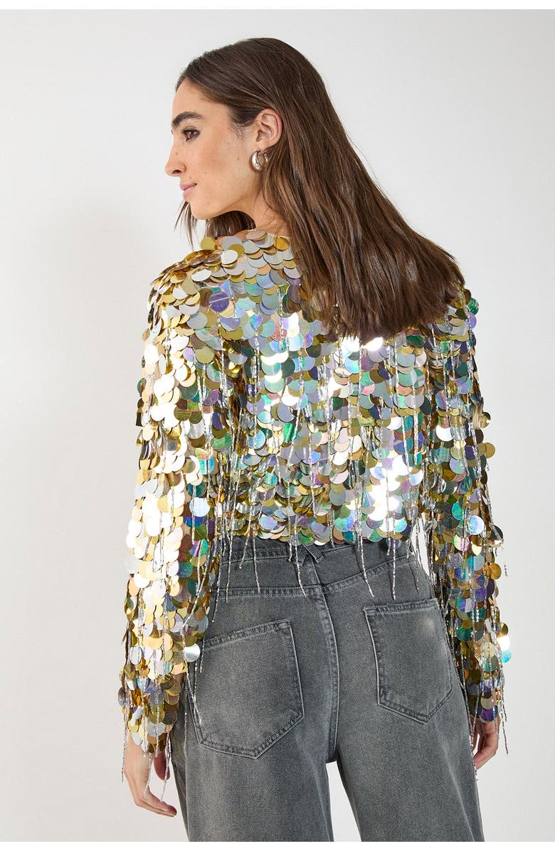 NASTY GAL Disc Tassel Trophy Jacket, Alternate, color, Gold