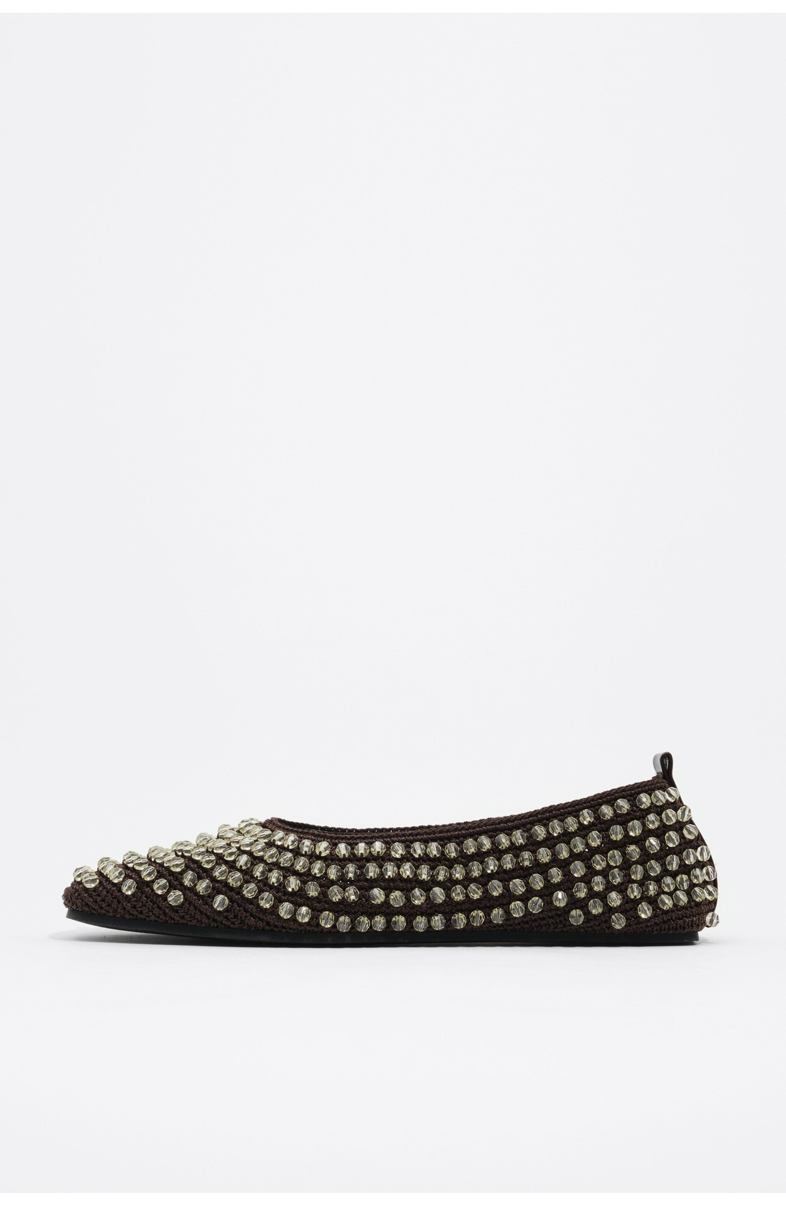 Beaded Crochet Ballerina, Main, color, DARK BROWN