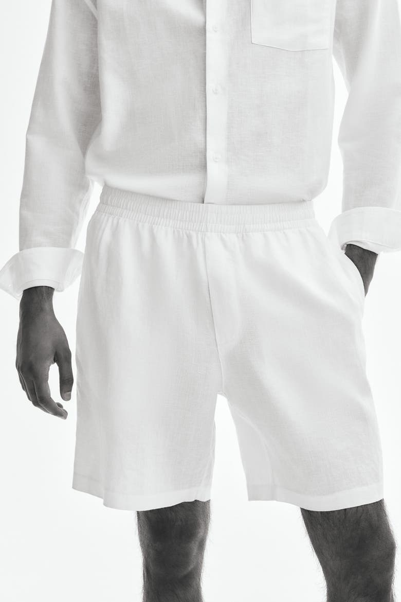 Relaxed Fit Linen Shorts, Alternate, color, White