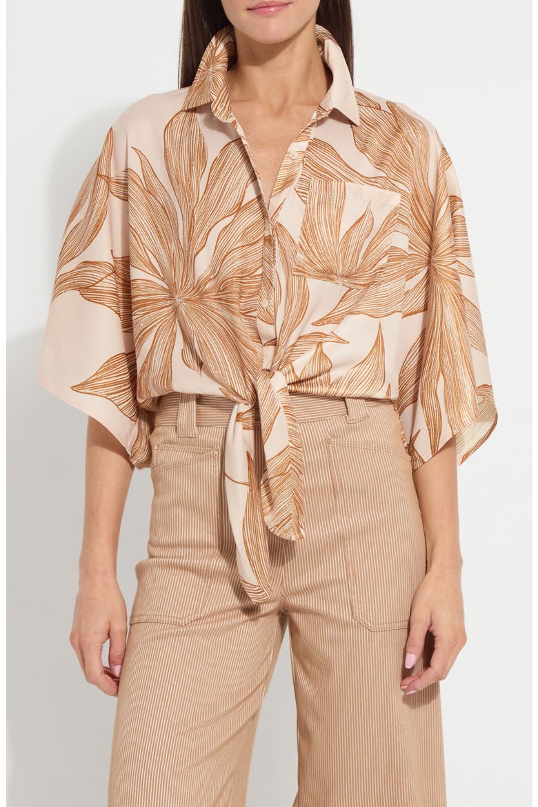 Nilza Tie Hem Satin Shirt, Main, color, SOL DE SAL