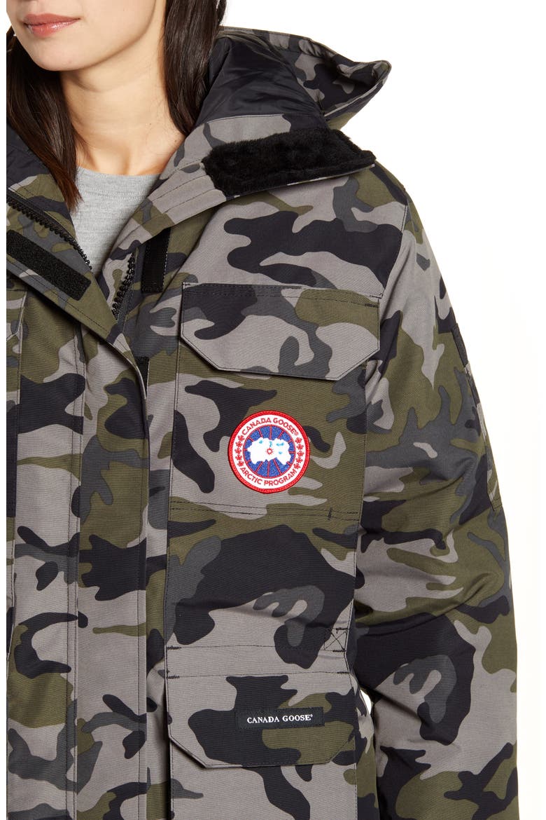 Expedition Hooded Down Parka with Genuine Coyote Fur Trim, Alternate, color, CLASSIC CAMO COASTAL GREY