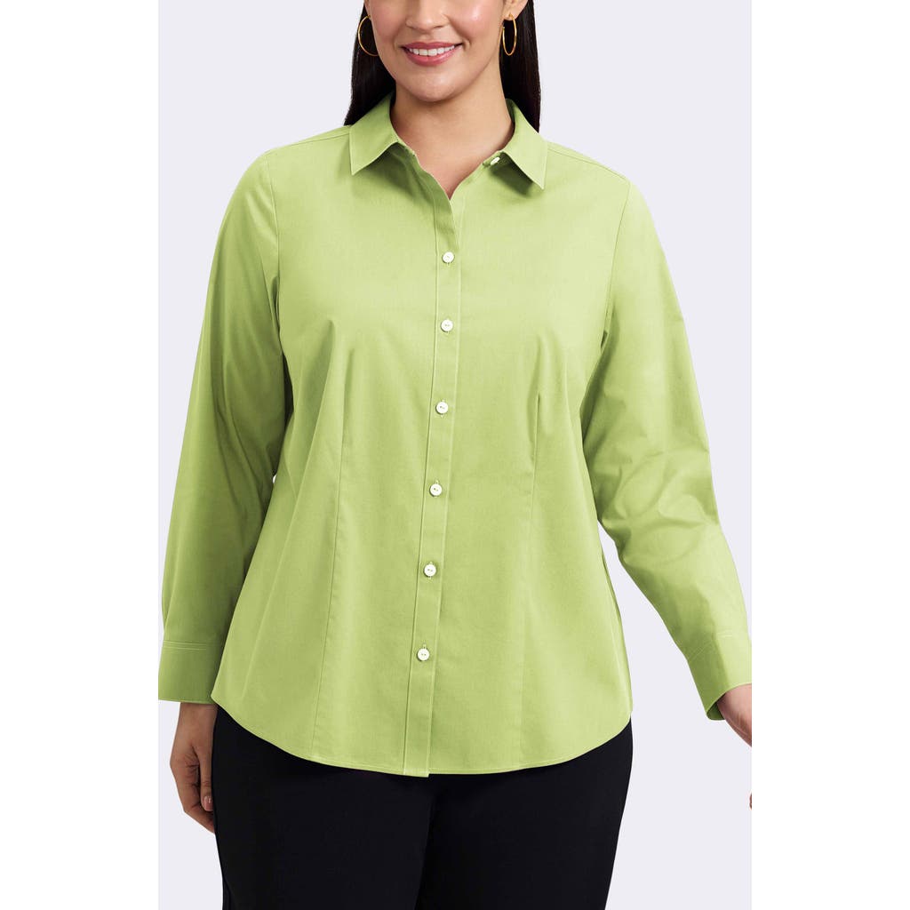 Foxcroft Mary Non-iron Stretch Cotton Button-up Shirt In Green