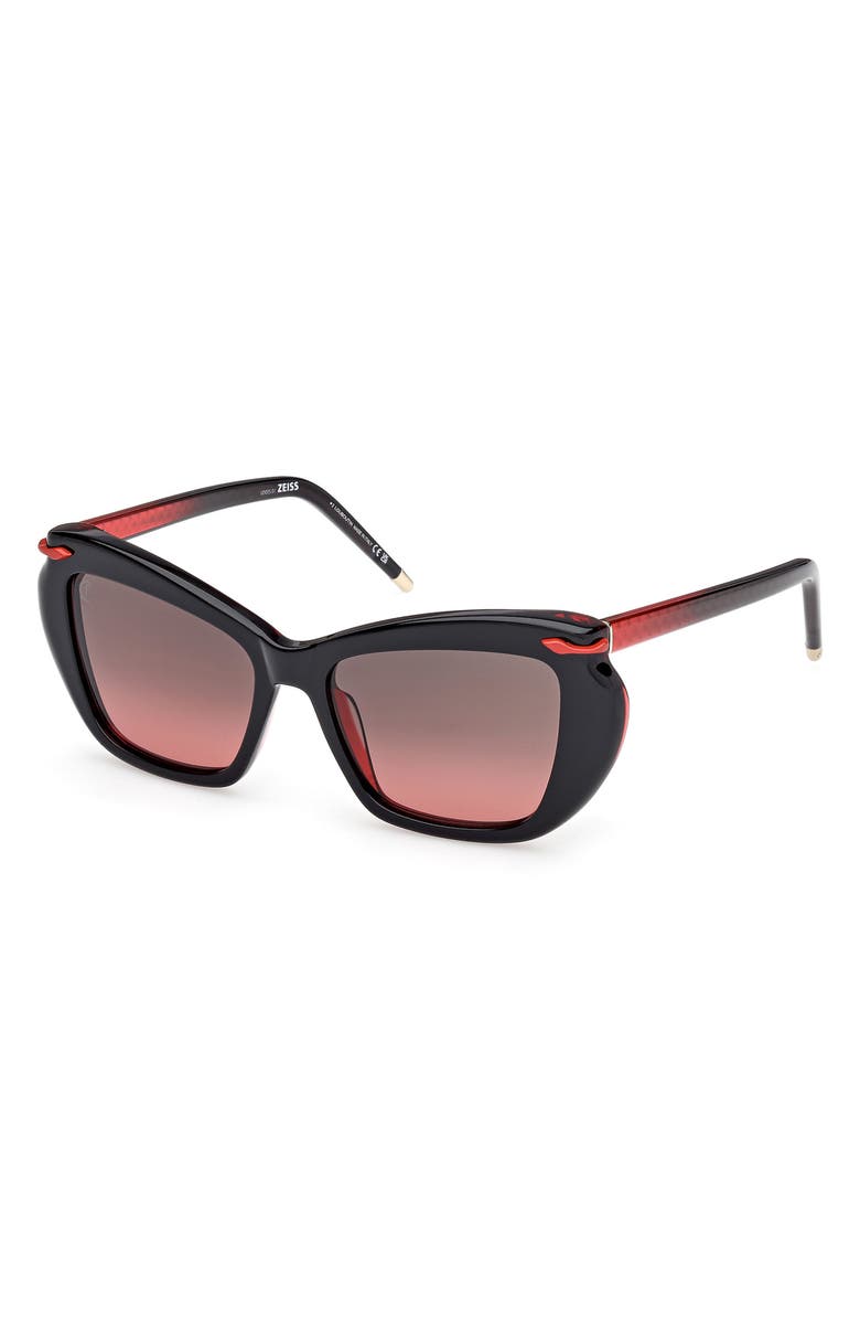 Christian Louboutin 53mm Geometric Sunglasses, Alternate, color, Black / Red Inside / Zeiss
