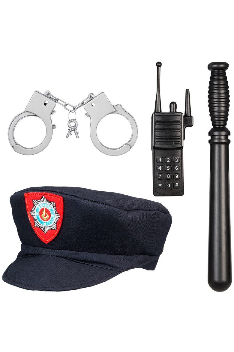 Policeman Costume Set for Children, Alternate, color, Black