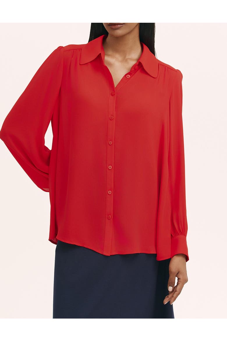 Melina Chiffon Button Down Blouse, Alternate, color, Red